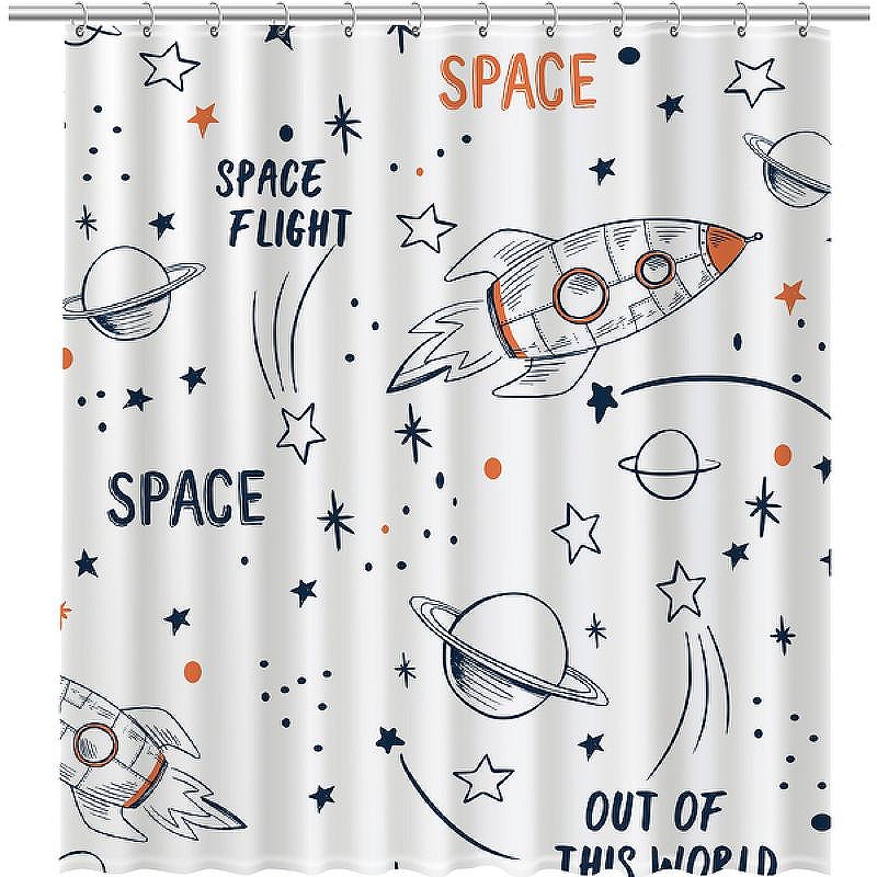 Шторка для ванны Fixsen Design Space FX-2508 180х200 Белая с узорами