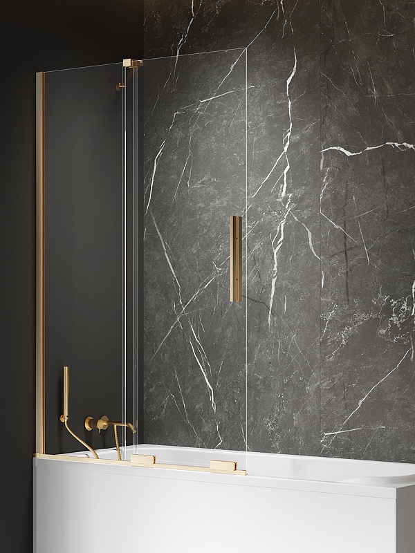 Шторка для ванны New Trendy SMART GOLD BRUSHED 110x150 EXK-7788-WU (брашированное золото)