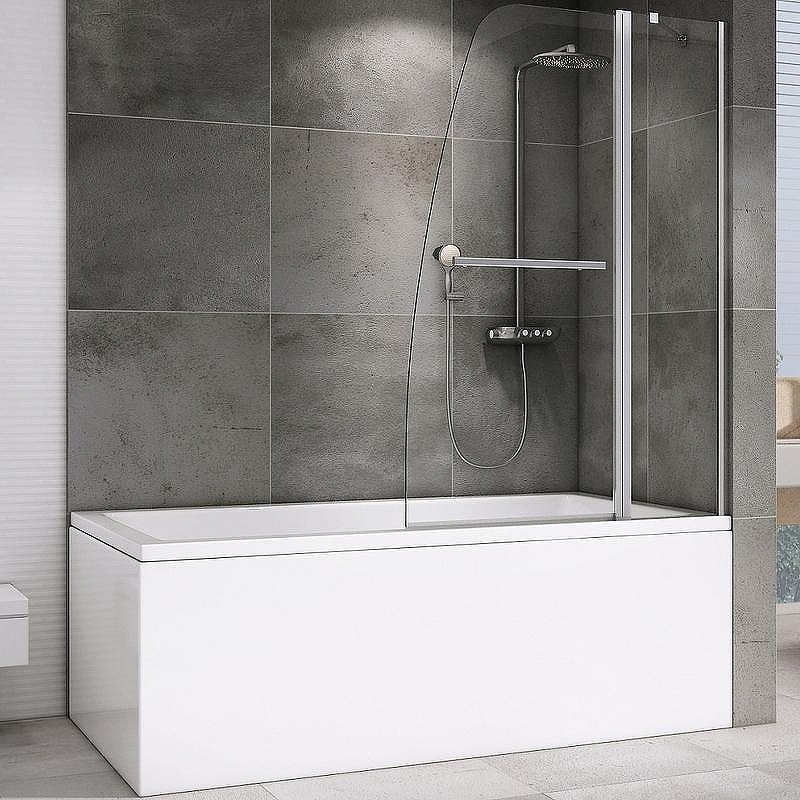 Шторка на ванну Abber Ewiges Wasser 100х140 AG50100 профиль Хром стекло прозрачное
