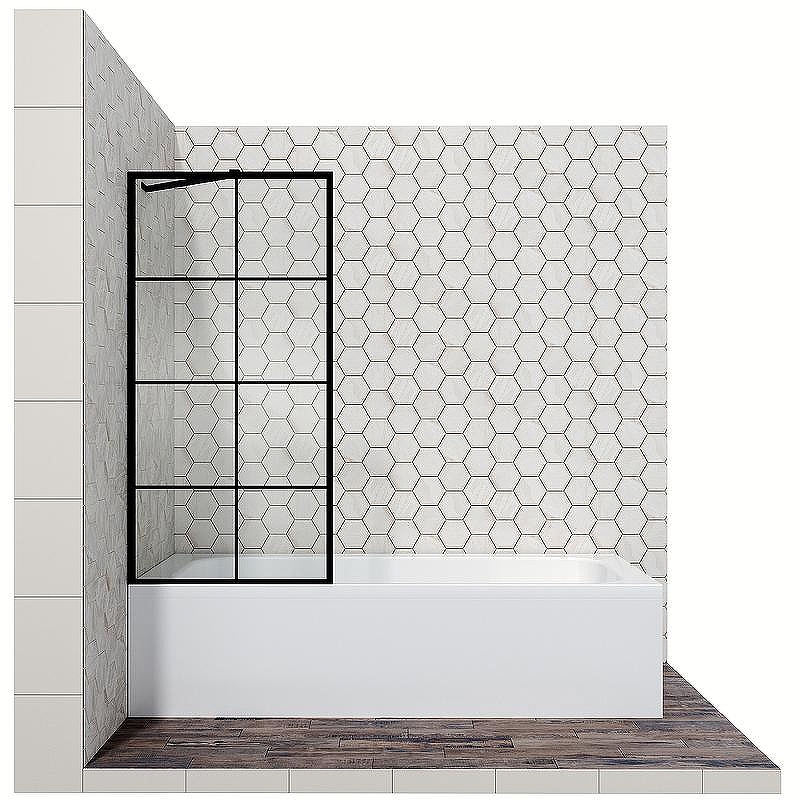 Шторка на ванну Ambassador Bath Screens 80х140 16041209 профиль Черный стекло прозрачное