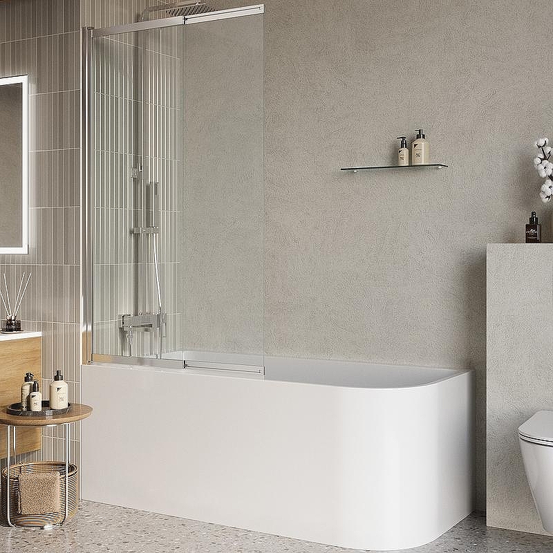Шторка на ванну BelBagno Luce 80 LUCE-VF-11-80/145-C-Cr профиль Хром стекло прозрачное