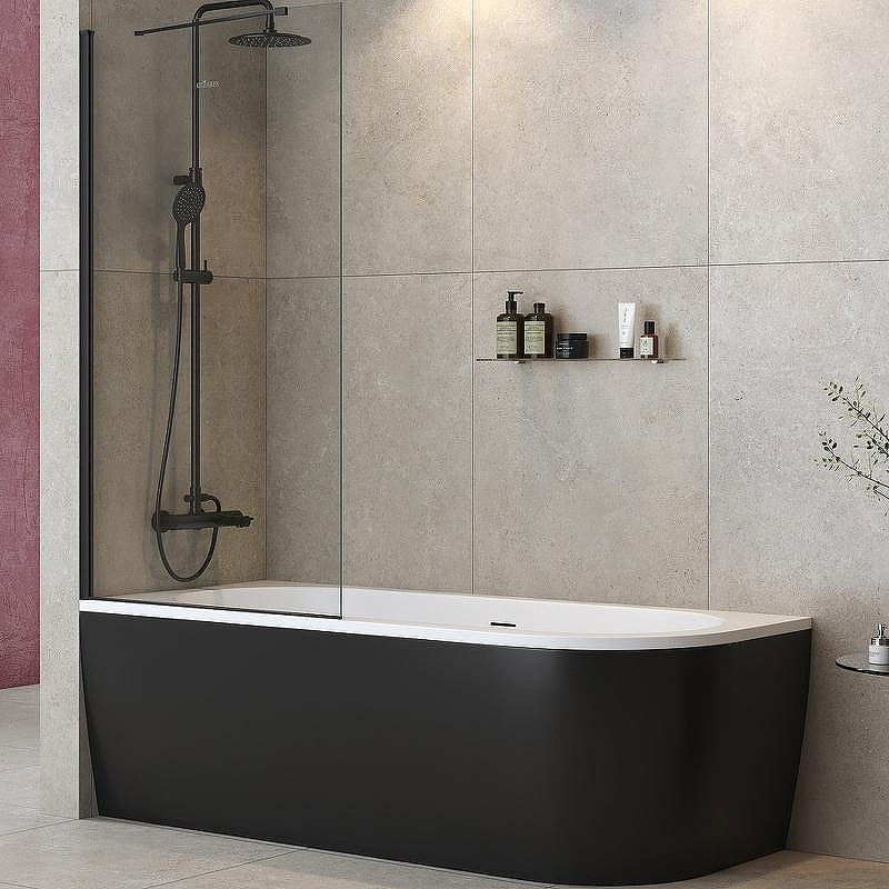Шторка на ванну Cezares Liberta 80 LIBERTA-V-1-TB-80/155-C-NERO профиль Черный матовый стекло прозрачное