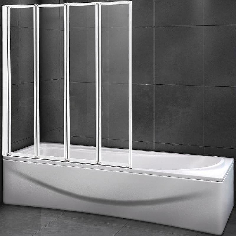 Шторка на ванну Cezares Relax 90 RELAX-V-4-90/140-C-Bi профиль Серый стекло прозрачное