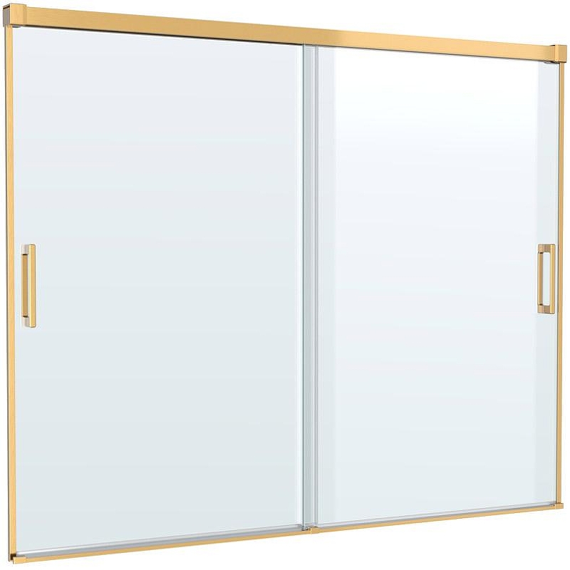 Шторка на ванну Cezares Tandem-Soft 180 TANDEM-SOFT-VF-2-180/145-C-BORO-IV профиль Брашированное золото стекло прозрачное