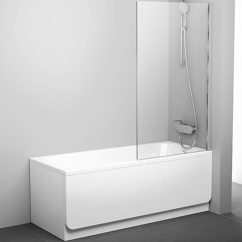 Шторка на ванну Ravak Pivot PVS1-80 79840C00Z1 профиль Хром стекло Transparent