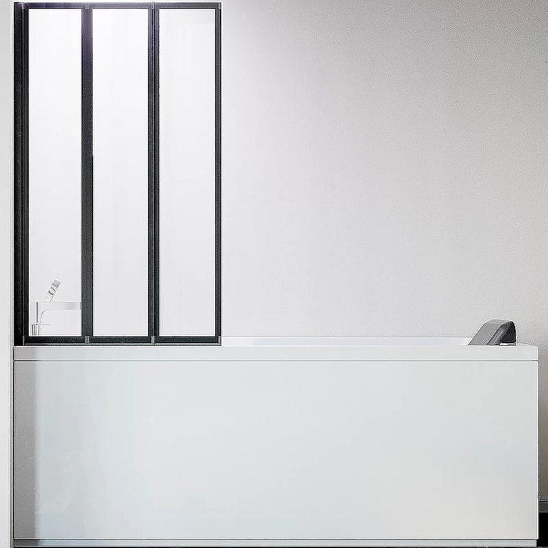 Шторка на ванну Veconi Palau PL-73BL 90 L PL73BL-90-01-19C4 профиль Черный матовый стекло прозрачное