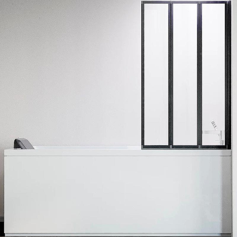 Шторка на ванну Veconi Palau PL-73BR 90 R PL73BR-90-01-19C4 профиль Черный матовый стекло прозрачное