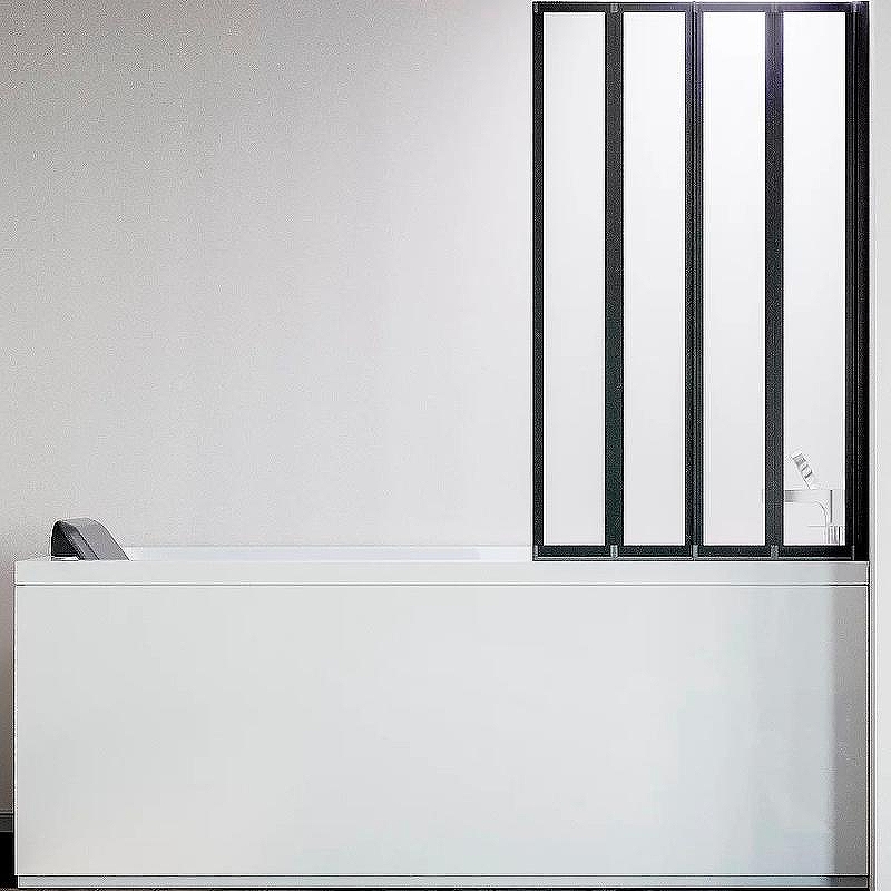 Шторка на ванну Veconi Palau PL-74BR 90 R PL74BR-90-01-19C4 профиль Черный матовый стекло прозрачное