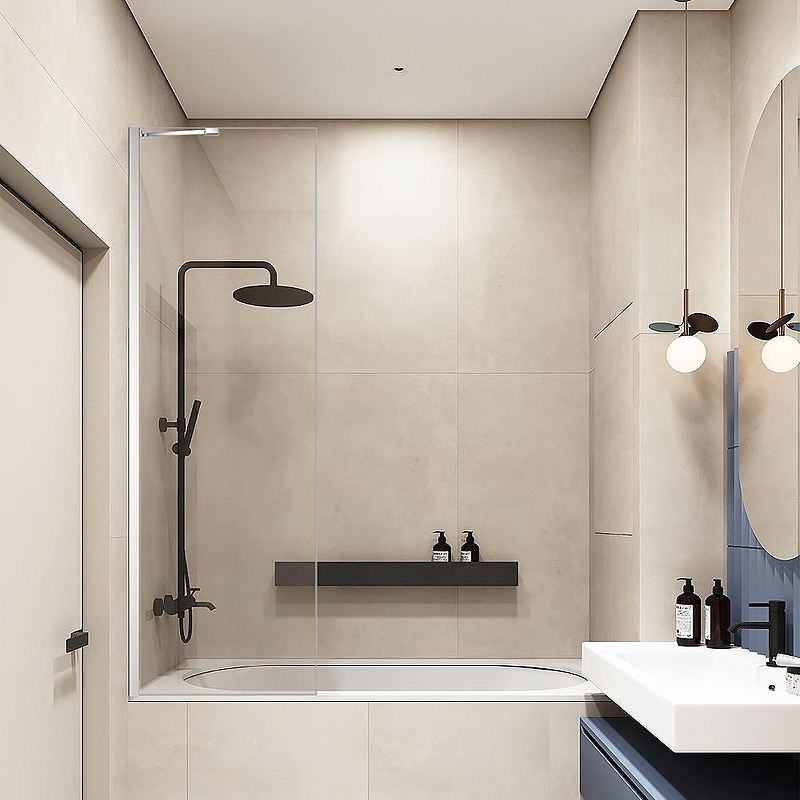 Шторка на ванну Veconi Palau PL-84 50 PL84-50-01-C8 профиль Хром стекло прозрачное