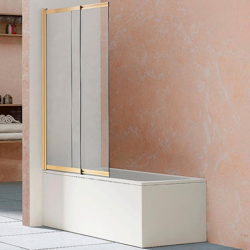 Шторка на ванну Vincea 100x145 VSB-1E100CLG профиль Брашированное золото стекло прозрачное
