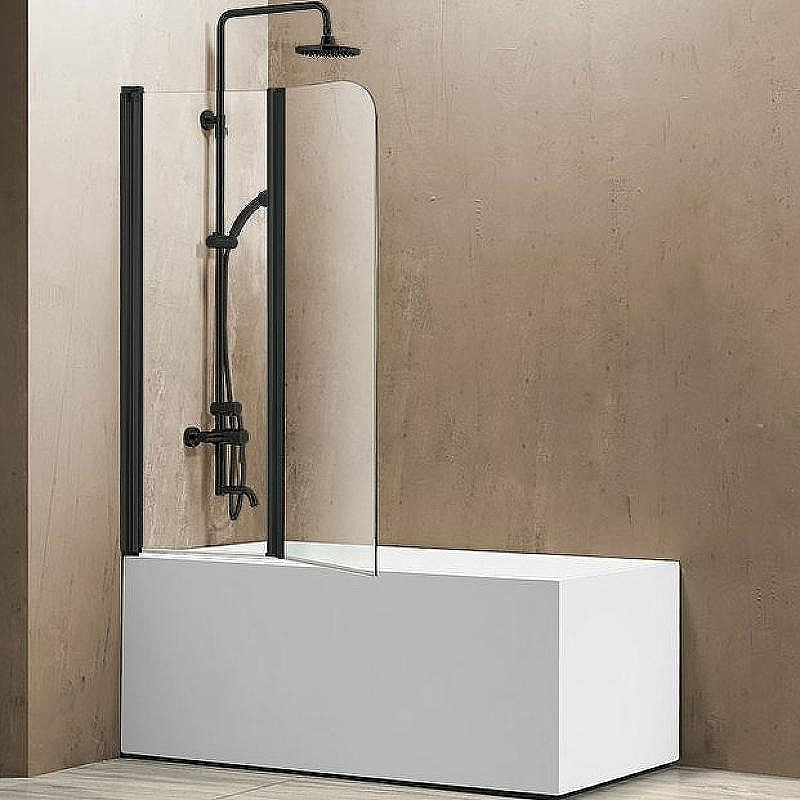 Шторка на ванну Vincea VSB 114x140 VSB-12114CLB профиль Черный стекло прозрачное