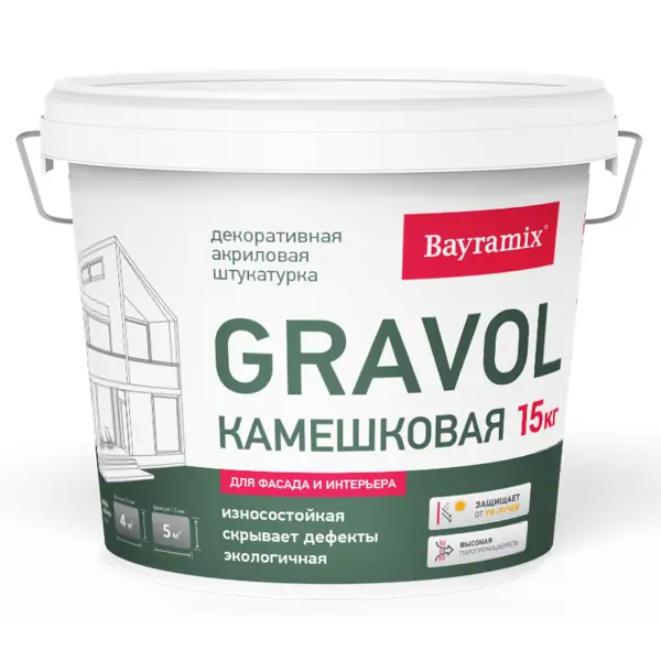 Штукатурка декоративная камешковая Bayramix Gravol 1 15 кг цвет белый