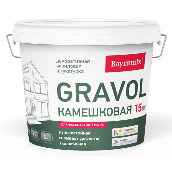 Штукатурка декоративная камешковая Bayramix Gravol 2 15 кг цвет белый
