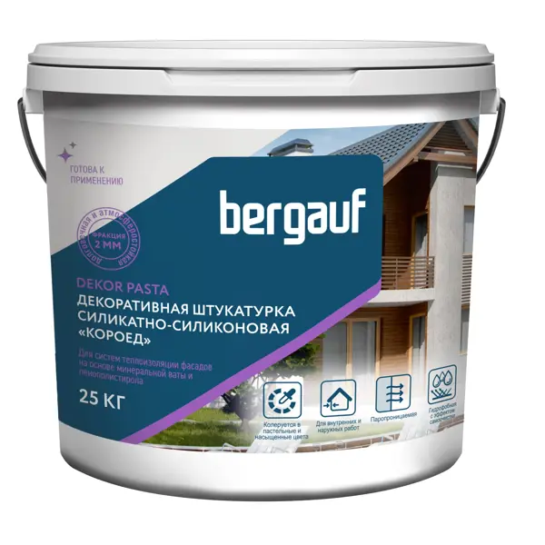 Штукатурка декоративная силикатно-силиконовая Bergauf Dekor Pasta короед 25 кг цвет белый