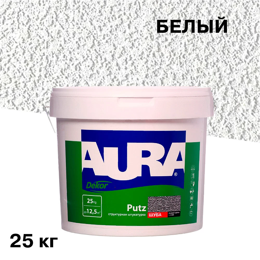 Штукатурка декоративная структурная Aura Dekor Putz шуба белая 1,5 мм 25 кг