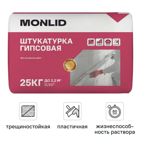 Штукатурка гипсовая MONLID 25 кг
