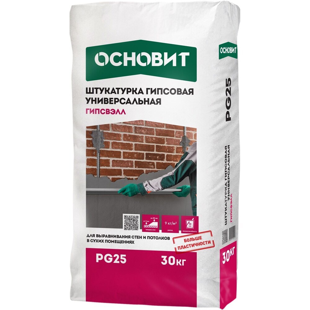 Штукатурка гипсовая Основит Гипсвэлл серая 30 кг
