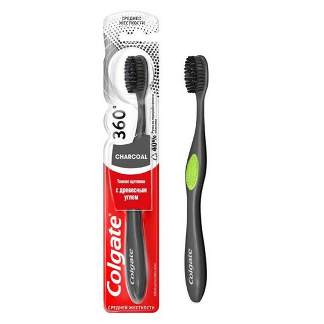 щётка зубная COLGATE 360 Древесный уголь средняя