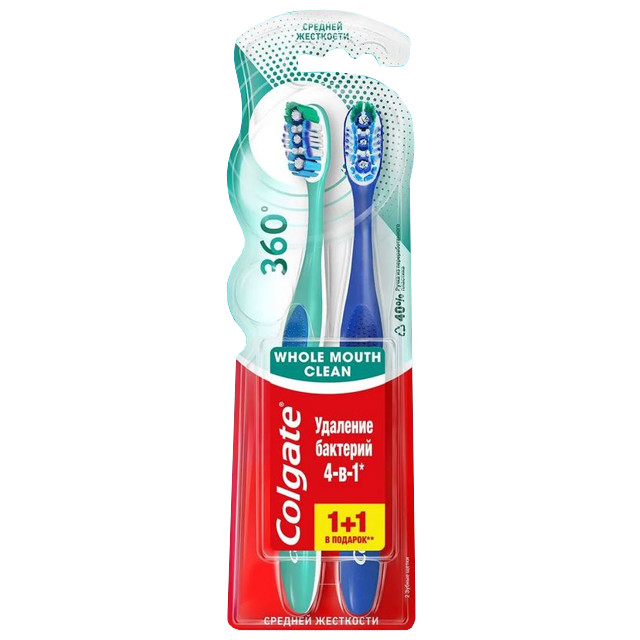 щётка зубная COLGATE 360 Суперчистота 1+1 средняя
