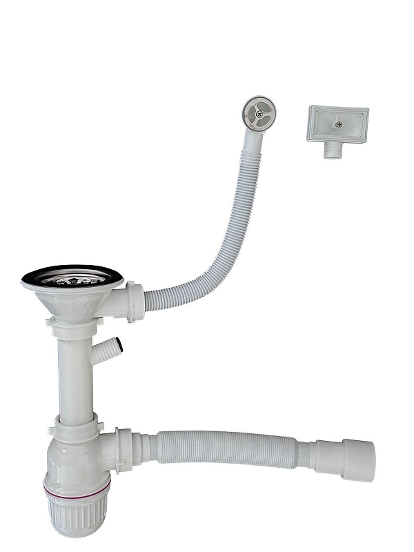 Сифон для кухонной мойки Aquanet 372022 цвет Белый
