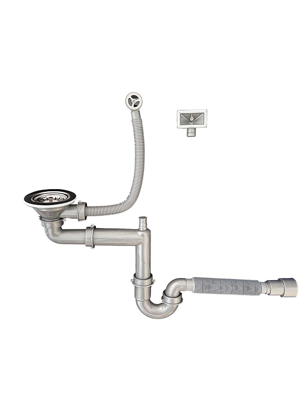 Сифон для кухонной мойки Aquanet 372023 цвет Серый