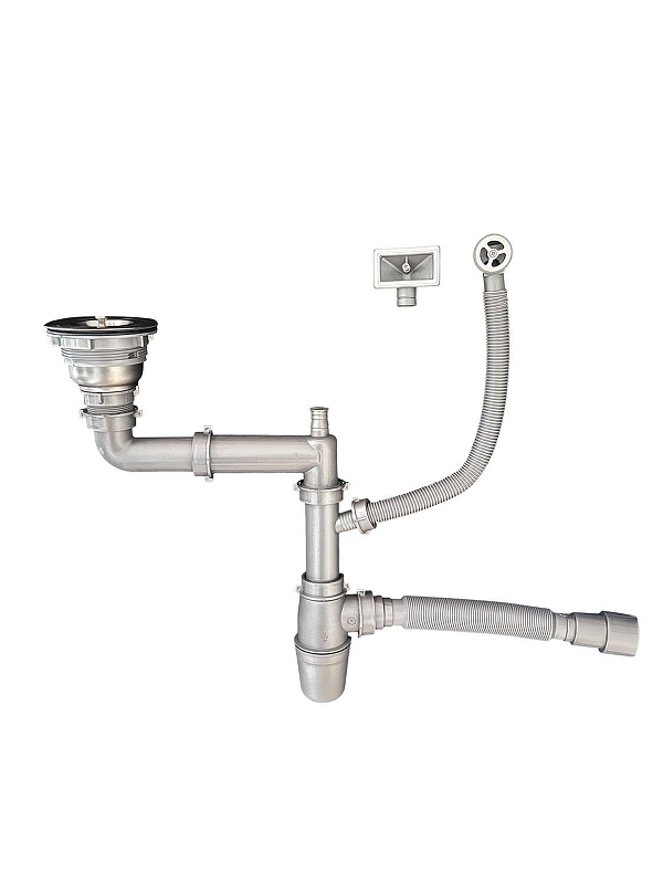 Сифон для кухонной мойки Aquanet 372024 цвет Серый