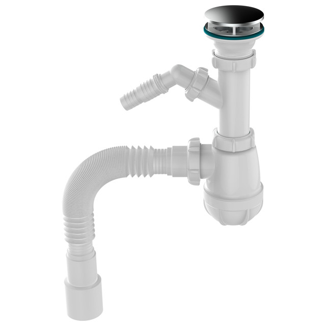 сифон для мойки AQUANT 1.1/2"х40 с гибкой трубой 40х40/50 с декор. крышкой