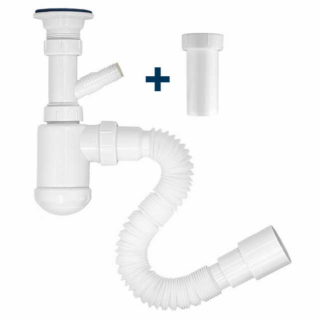 сифон для мойки MasterProf 1.1/2"х40 с/без отвод стир. маш. с гибкой трубой 40х32/40/50