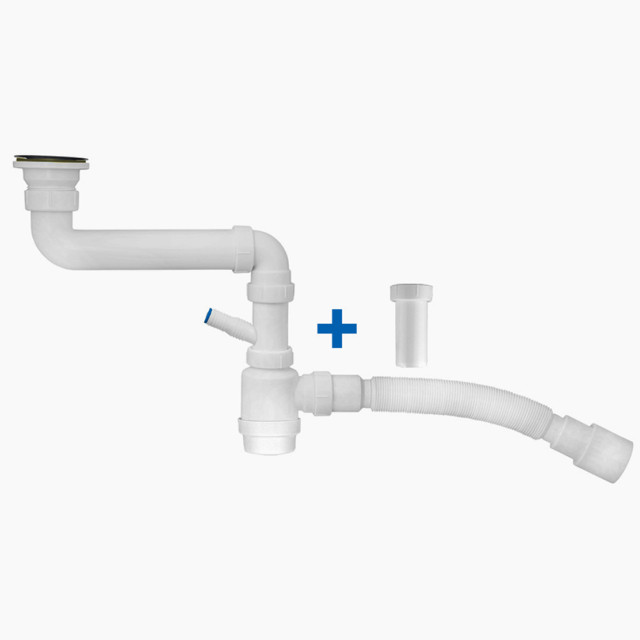 сифон для мойки MasterProf 1.1/2"х40 со смещением с/без отвод стир. маш. с гибкой трубой 40х32/40/50