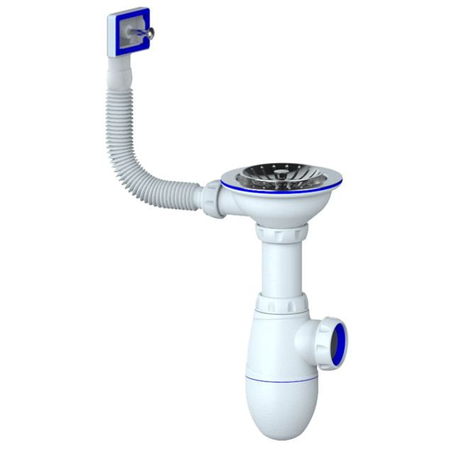 сифон для мойки UNICORN 3.1/2"х40 прямоугольный перелив нерж. чашка 115мм