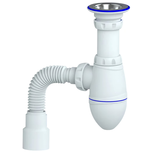 сифон для раковины UNICORN 1.1/4"х32 прикруч. выпуск с гибкой трубой 32х40/50мм