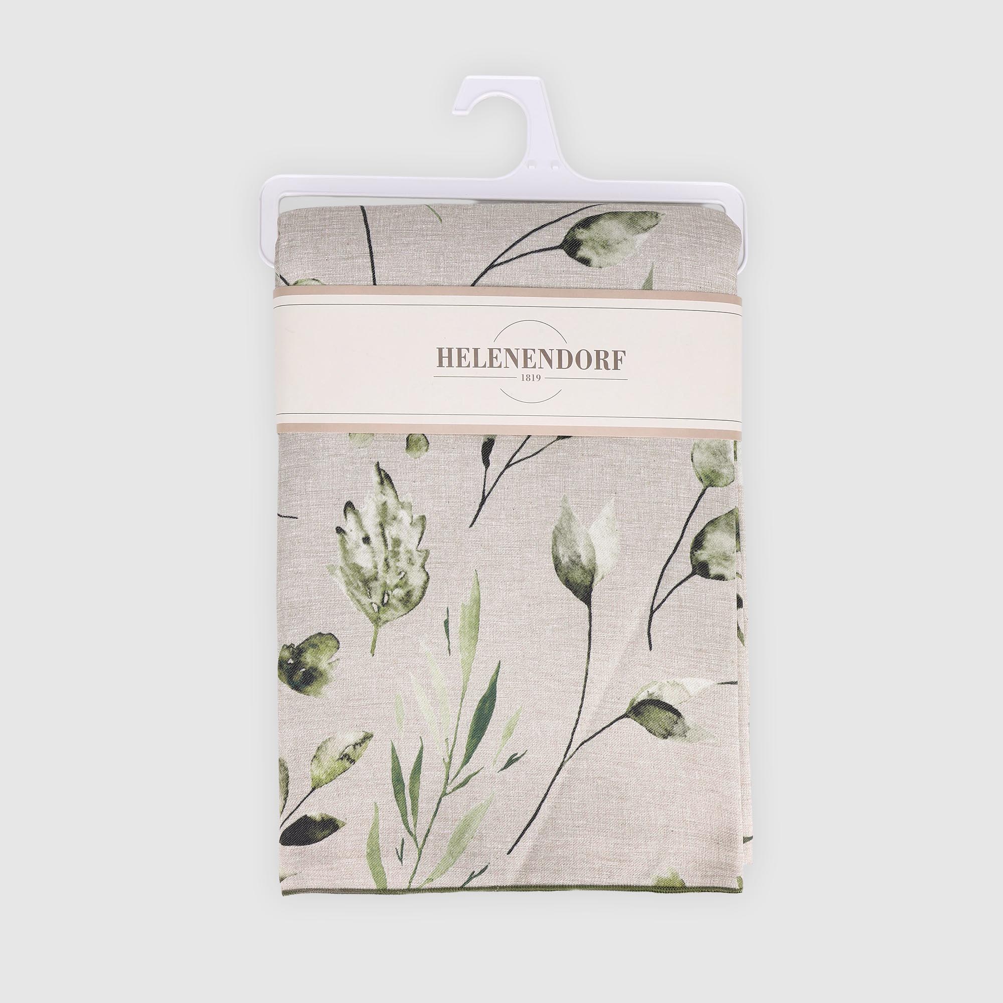 Скатерть Helenendorf green flowers полулен 140х300 см