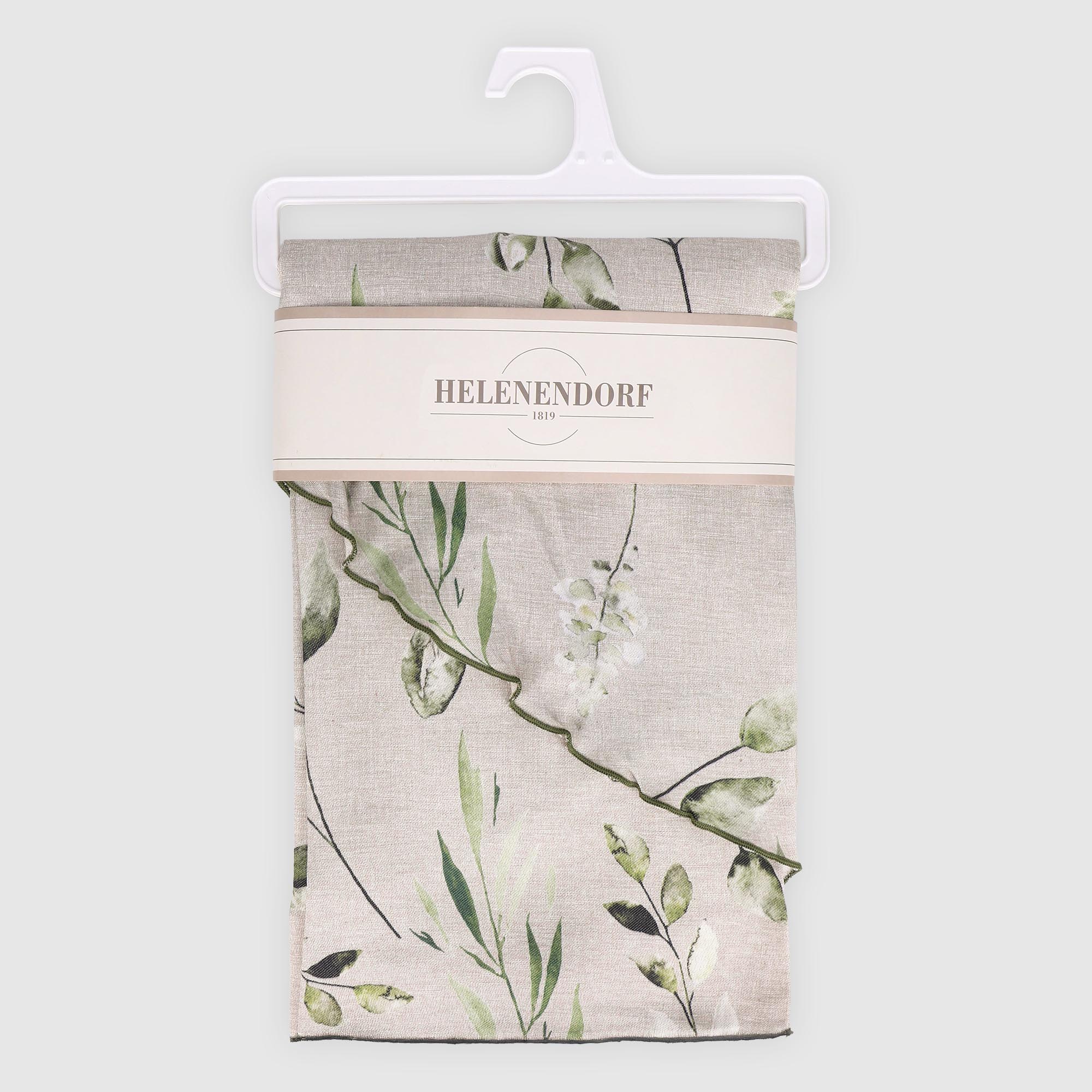 Скатерть Helenendorf green flowers полулен круг д160 см