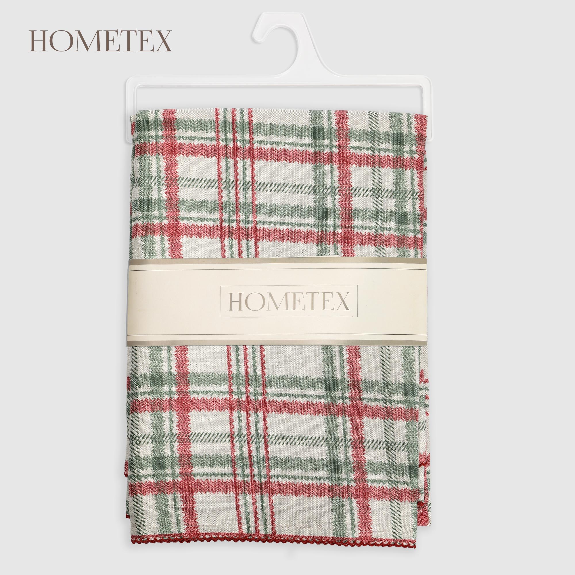 Скатерть Hometex клетка хлопок/лен 140х300 см