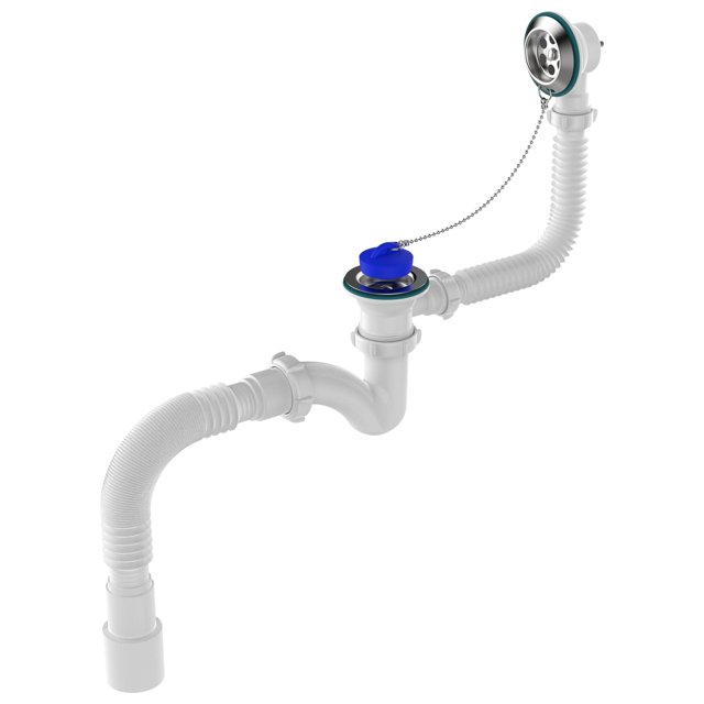 слив-перелив для ванны AQUANT 1.1/2"х40 узкий с гибкой трубой 40х40/50