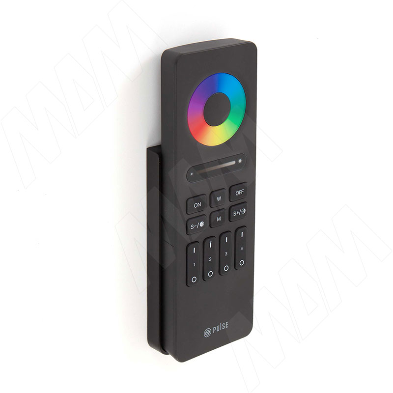 СМАРТ, Пульт дистанционного управления контроллером для лент RGB, RGBW, RGBCCT, сенсорный, 4 зоны, магнитное крепление, 2.4 ГГц, SMART (RE-RGBCCT-R-4Z-BL)