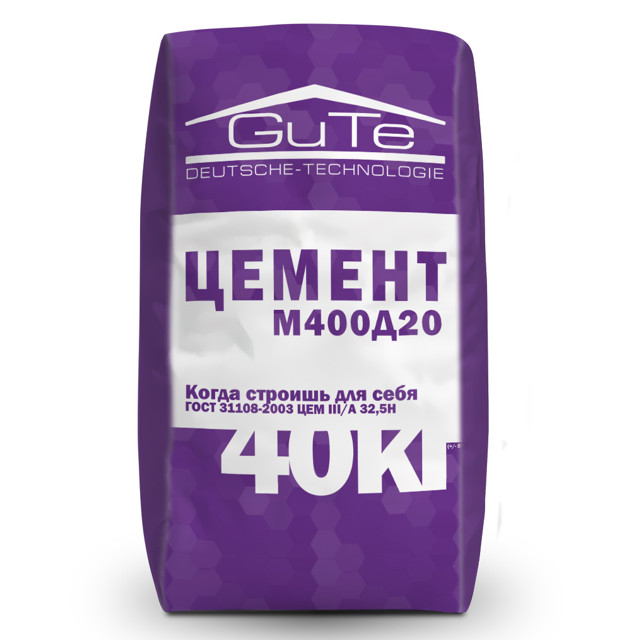 смесь цементная GUTE М400Д20 ЦЕМ III/А 32,5 40кг
