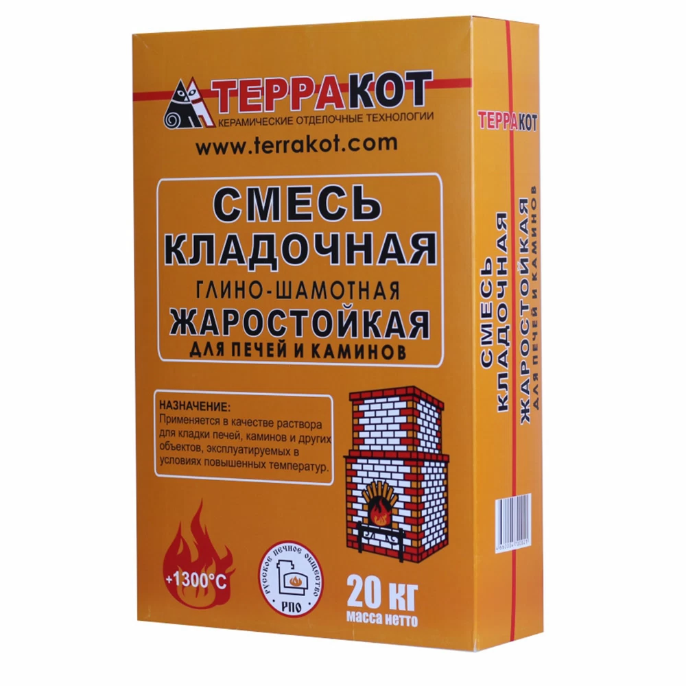 Смесь кладочная для печей и каминов Терракот серая 20 кг