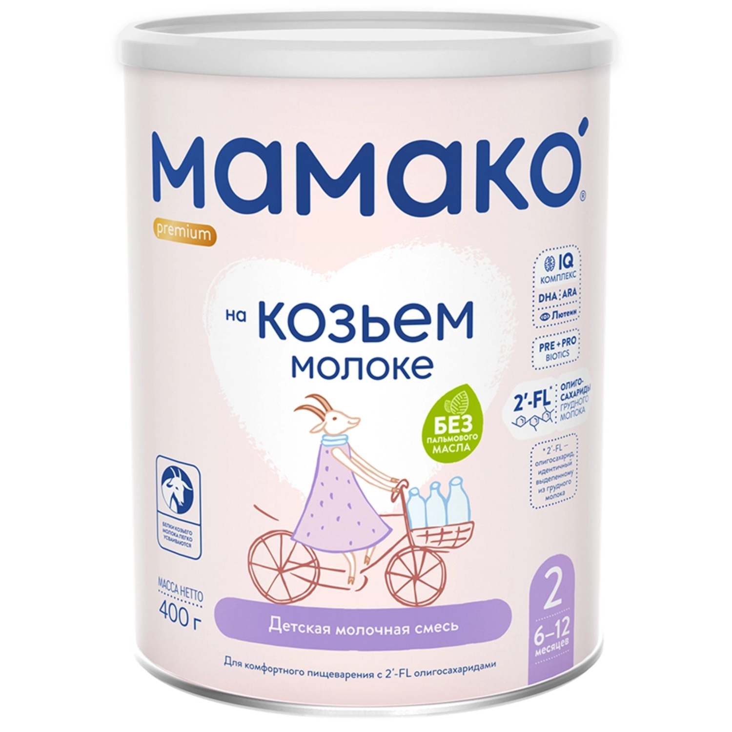 Смесь МАМАКО 2 премиум, на основе козьего молока, 6-12 месяцев, 400 г