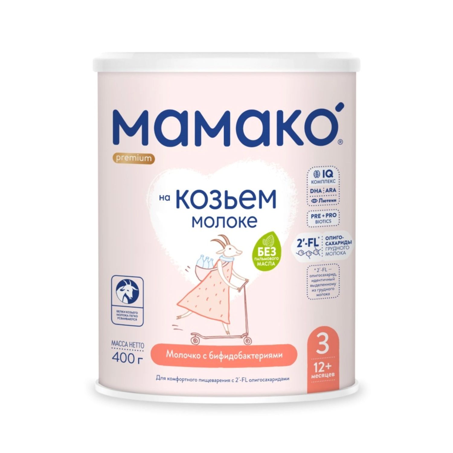 Смесь МАМАКО 3 премиум, на основе козьего молока, с 12 месяцев, 400 г