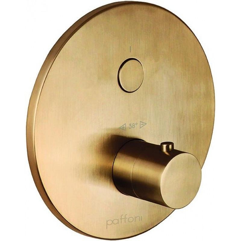 Смеситель для душа Paffoni Compact Box CPT013HGSP с термостатом цвет Золото медовое брашированное