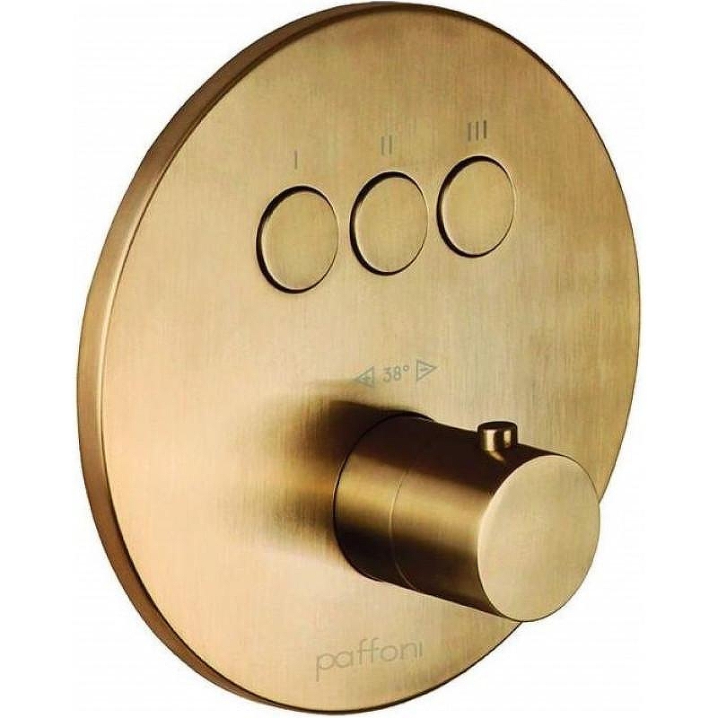 Смеситель для душа Paffoni Compact Box CPT019HGSP с термостатом цвет Золото медовое брашированное