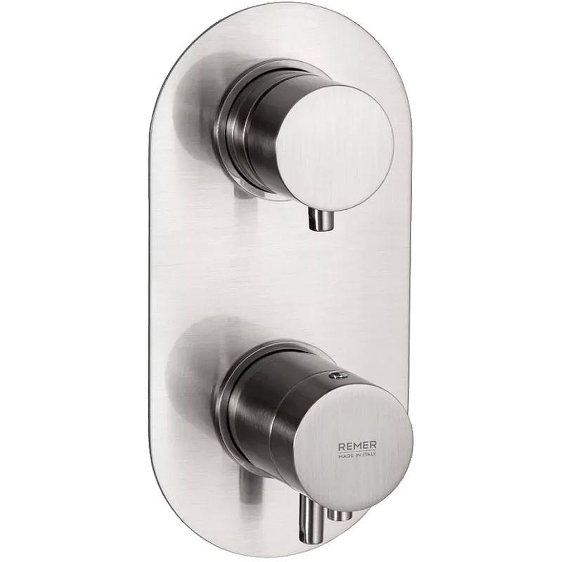 Смеситель для душа Remer Minimal Thermo NT92KBNP с термостатом Никель брашированный