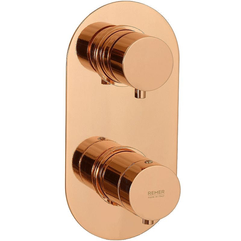 Смеситель для душа Remer Minimal Thermo NT92KBRL с термостатом Медь глянцевая