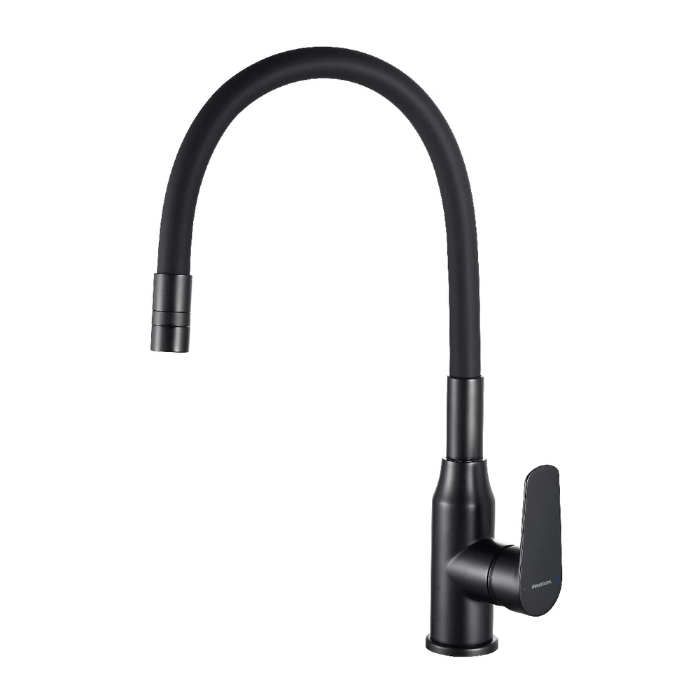Смеситель для кухни Decoroom DR29 черный с гибким изливом однорычажный (DR29024BL)