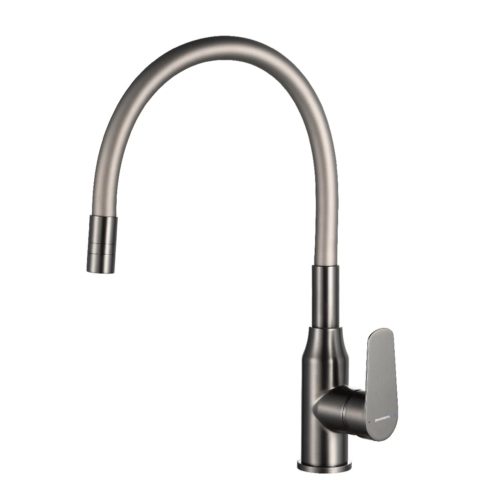 Смеситель для кухни Decoroom DR29 графит с гибким изливом однорычажный (DR29024GM)
