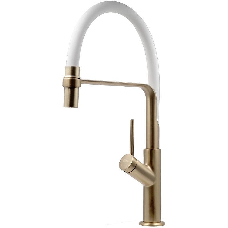Смеситель для кухни ESKO Kitchen K50GW Брашированное золото Белый