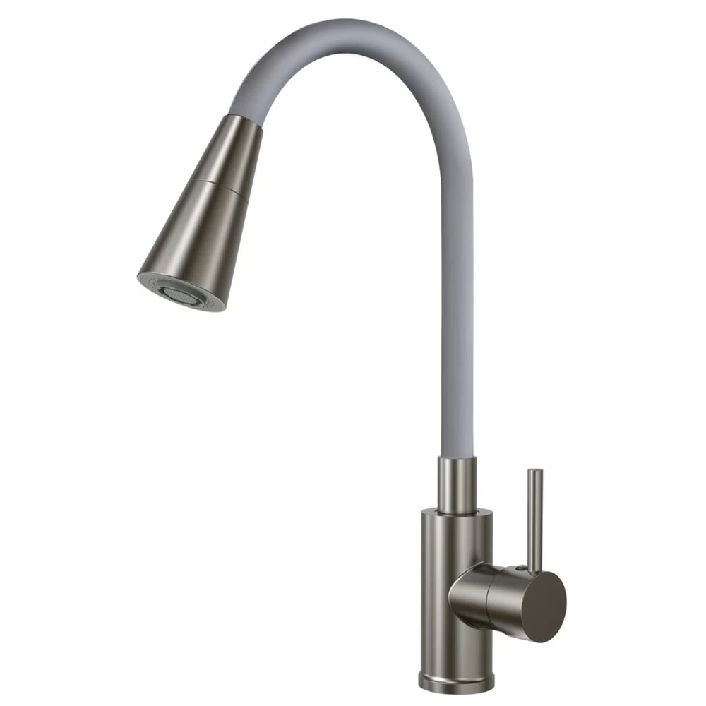 Смеситель для кухни Esko Kitchen серый с гибким изливом однорычажный (K47GMG)