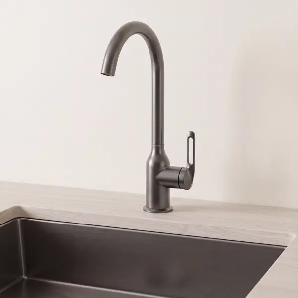 Смеситель для кухни Haiba HB HB70825-3 общая высота 37.5 см цвет оружейная сталь