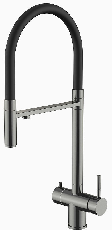 Смеситель для кухни Knotlor Infinity SS-16/GM цвет Вороненая сталь